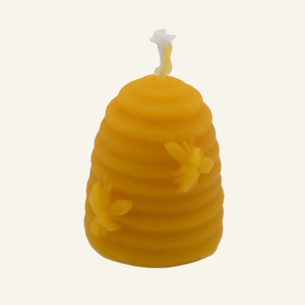 Bienenwachskerze Bienenkorb in Bienenkorb-Form – handgegossen aus echtem Bienenwachs