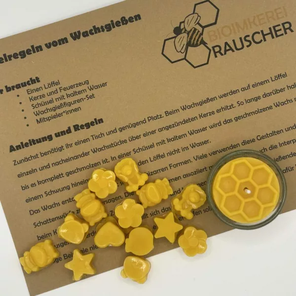 Set zum Wachsgießen an Silvester aus echtem Bienenwachs