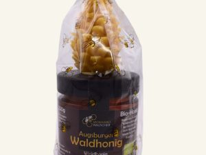 Mitbringsel Waldhonig Geschenkset mit Bio-Waldhonig und Bienenwachskerze aus Augsburg