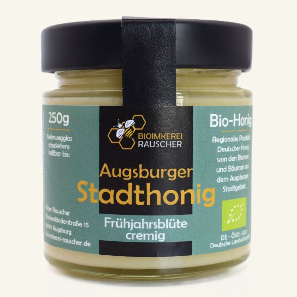 Augsburger Stadthonig Frühjahrshonig cremig im 250g Mehrwegglas von Bioimkerei Rauscher