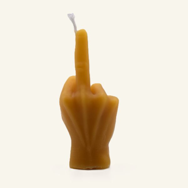 Bienenwachskerze Mittelfinger kaufen. Vorderansicht