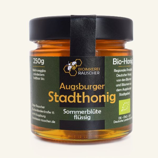 Augsburger Stadthonig Sommerblüte flüssig im 250g Mehrwegglas von Bioimkerei Rauscher