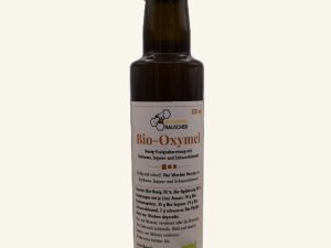 Bio-Oxymel mit Kurkuma, Ingwer und Schwarzkümmel von Bioimkerei Rauscher: Honig-Essigzubereitung aus Bio-Honig und Bio-Apfelessig, 250 ml
