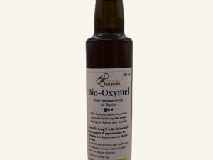 Bio-Oxymel mit Thymian von Bioimkerei Rauscher: Honig-Essigzubereitung aus 70 % Bio-Honig und 30 % Bio-Apfelessig, 250-ml-Flasche